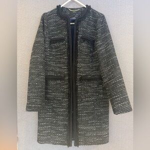 J. Crew Black and White Tweed Women's Day Coat
